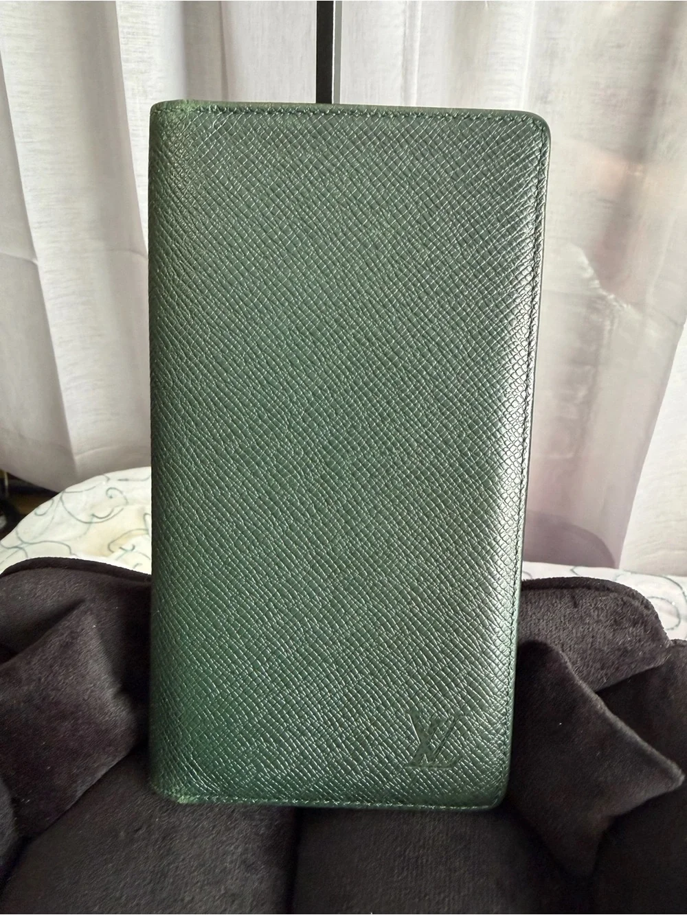 Louis Vuitton Green Taiga Leather Porte Valeurs Long Wallet-Vintage France 1996